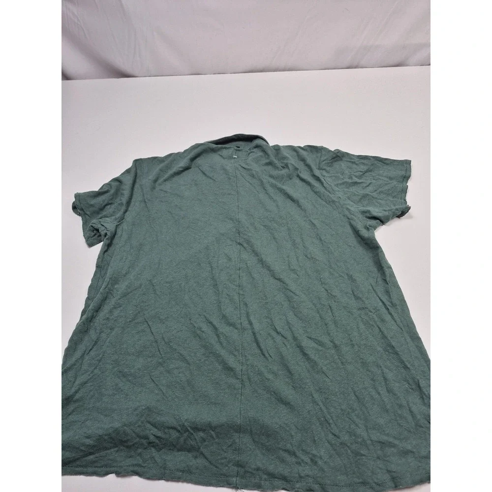 Rag & Bone Polo Shirt Mens XL Green Linen Cotton Jersey Casual Lightweight